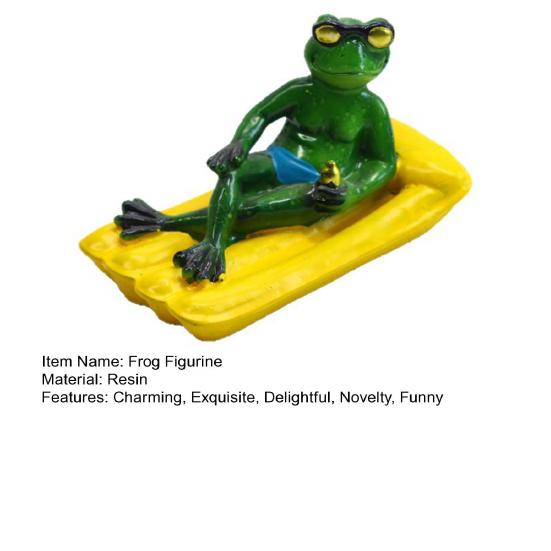 Floating Resin Frog Figurine Funny Frog on A Pool Float Statue for Outdoor Garden Pool Ponds Flower Pots Decor