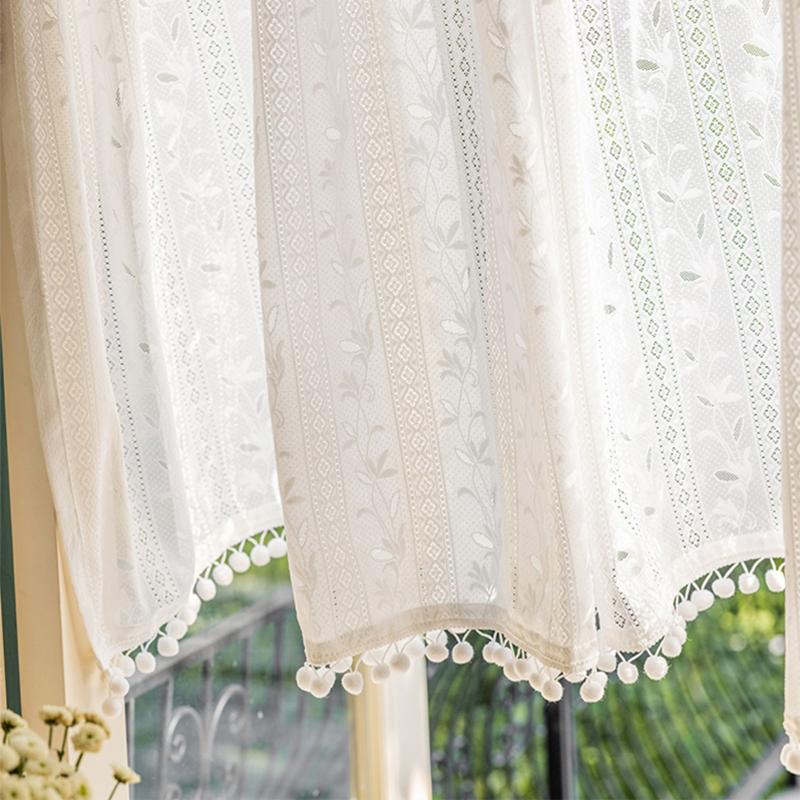 French Style Wave Lace Curtain Short Curtains Rod curtains for living room Wedding Bedroom Kitchen Decoration Rideaux cortina