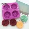 Антипригарная форма для мыла, 4 полости, силикагель, 3D форма для чизкейка в форме цветка, кухонные аксессуары