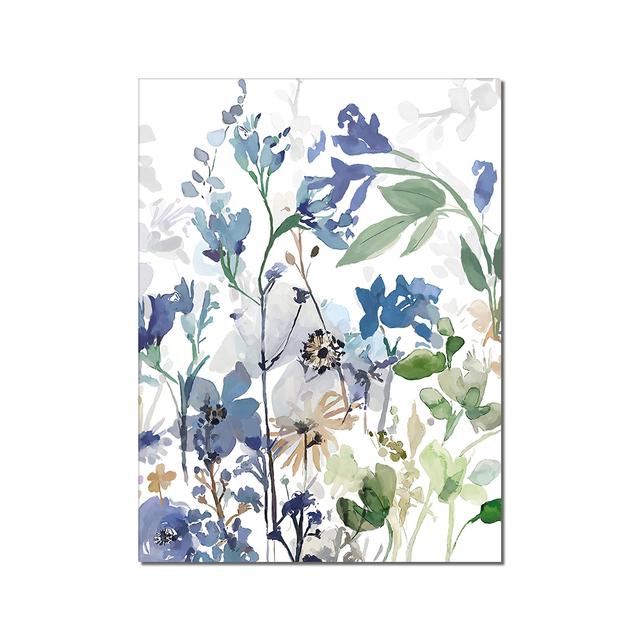 Оригинальный дизайн, абстрактный синий цветок, холст, картина, скандинавское зеленое растение, печать плакатов, настенная живопись для гостиной