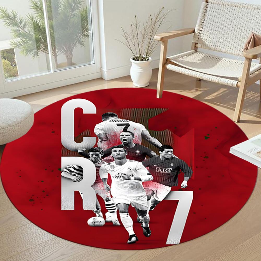 Ronaldo's Round Area Rug Perfect for Foyer Kitchen Hallway Balcony Antislip Round Carpet Office home decor Luxury Gift for Birthday, Christmas, Weddin