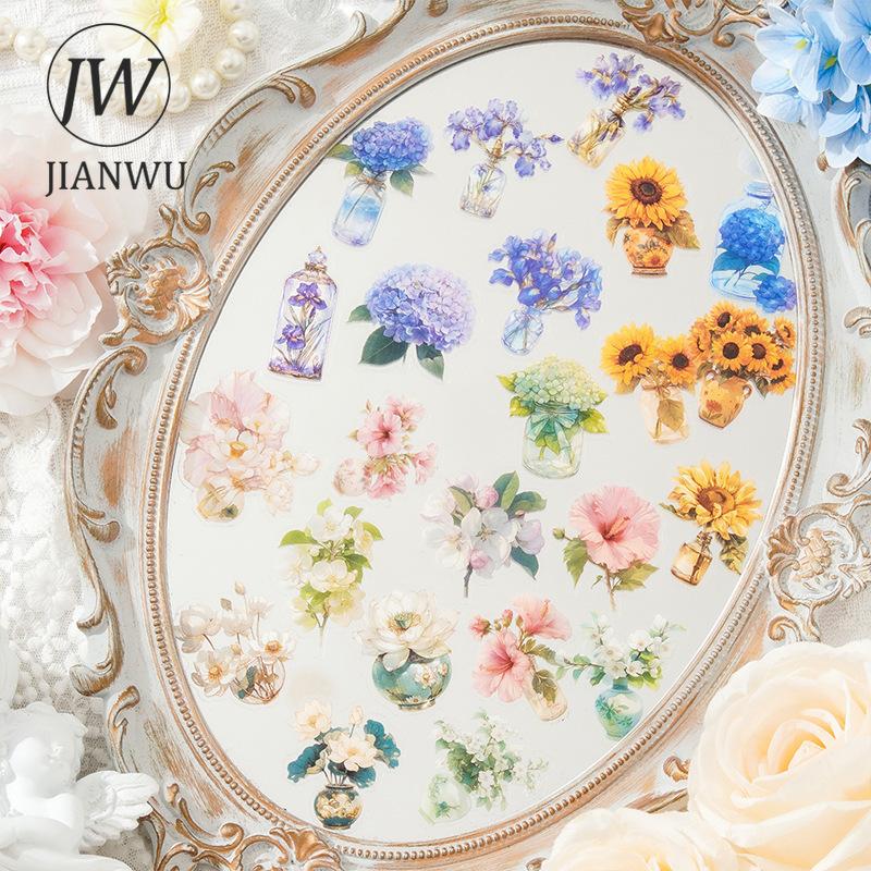 JIANWU Kaleidoscope Series Vintage Plant Flower Landscape Material Collage PET Sticker Creative DIY Journal Scrapbook Stationery