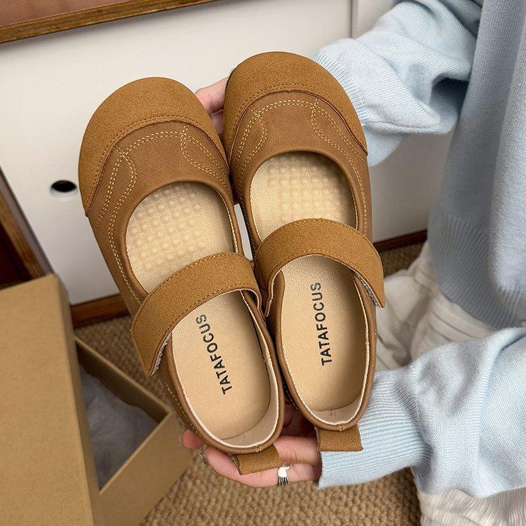 Туфли-лодочки Мэри Джейн женские 2025 весна новый нишевый дизайн на липучке женские туфли повседневные универсальные туфли