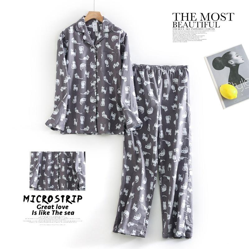 Женская осенне-зимняя пижама с рисунком из мультфильмов из хлопка, теплая, с начесом, домашняя одежда, комплект женской пижамы