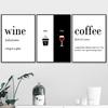 Minimalist Black White Poster Canvas Wall Art Picture Kitchen Dining Wine Coffee Print for Bedroom Decor Home Wall Art Painting No Frame
