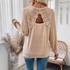 Ms. Back Splicing Lace Lace Hollow Shoulder Insertion Sleeve Long-sleeved T-shirt Tops Female Versatile Closet Essential Fashion Items Shirt