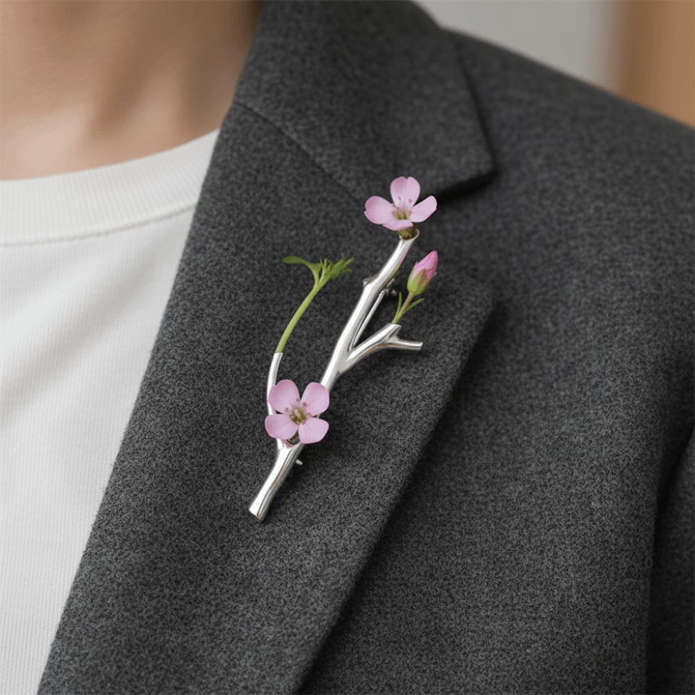 Изысканная брошь-булавка «Цветущая ветвь» Элегантная брошь-цветочная композиция Мини-брошь в виде вазы-капусты Вечеринка