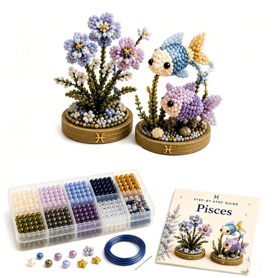 12 Zodiac Signs Bead Craft Kit DIY Beaded Garden Kit 3d Beaded Astrology Flower Kit