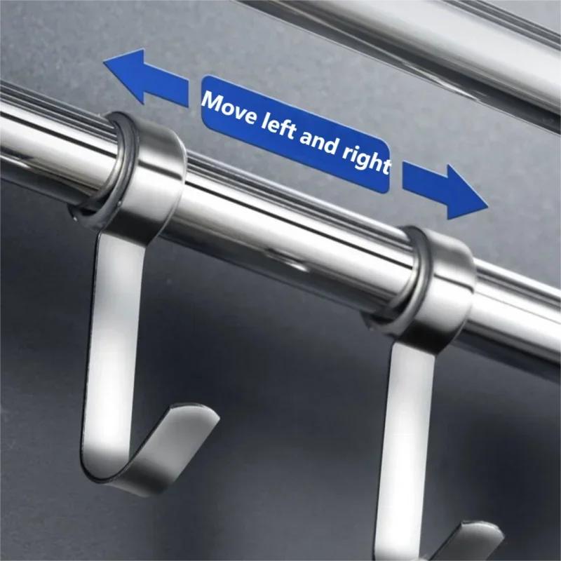 1 шт. Вешалка для полотенец из нержавеющей стали, складная, без сверления, полка для банных полотенец с крючками, держатель для хранения принадлежностей для дома, кухни, ванной комнаты