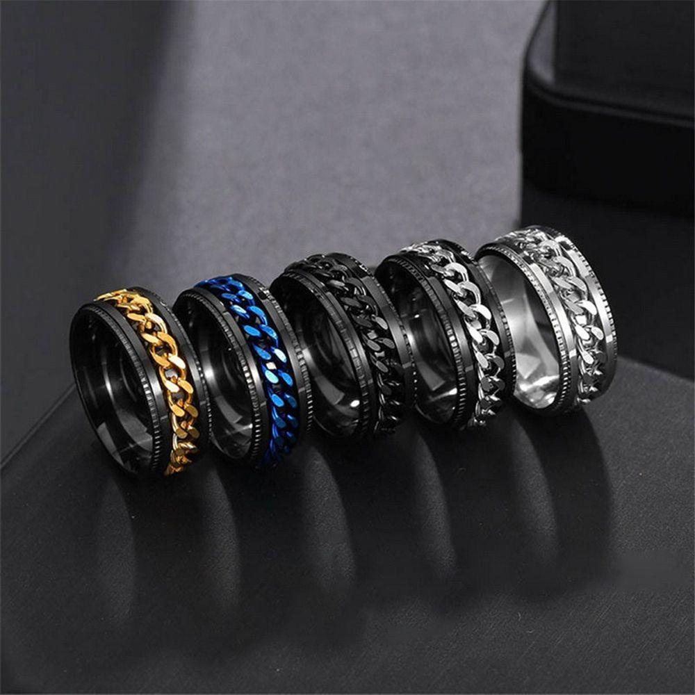 Spinner Rotating Punk For Teens Korean Finger Rings Men Rings Twist Chain Women Anxiety Rings
