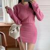 Женское осеннее теплое трикотажное платье, винтажный пуловер в рубчик, облегающие платья на весну