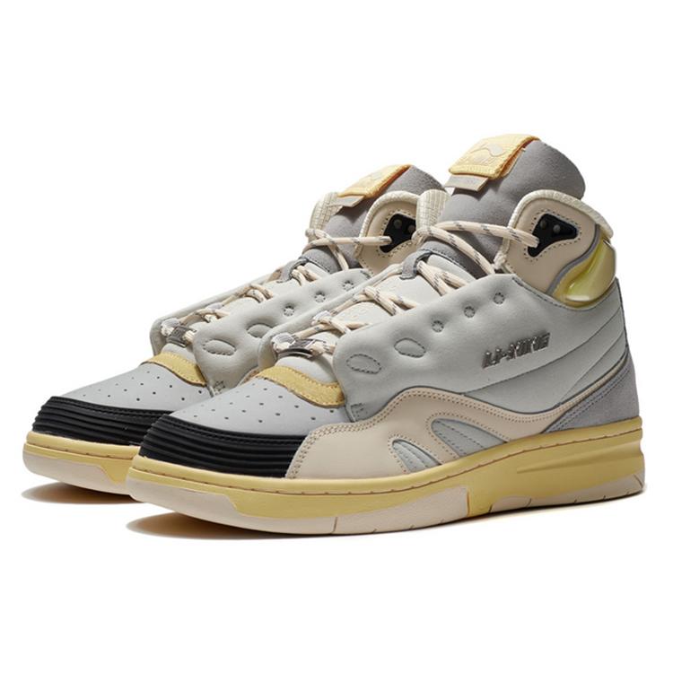 Li Ning 937 Deluxe Hi SP Синтетическая кожа, ТПУ Износостойкие и легкие Высокие кеды для скейтборда Мужские Серый AGBR097-1