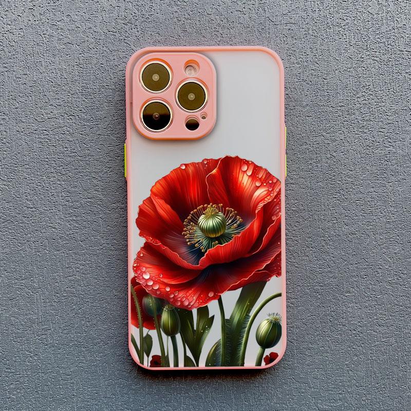 Чехол 'Цветок мака Горячий красный' для iPhone 17 16 12 13 Pro Max Mini 11 14 15 Pro Max XS X XR 7 8 Plus Ударопрочные задние крышки