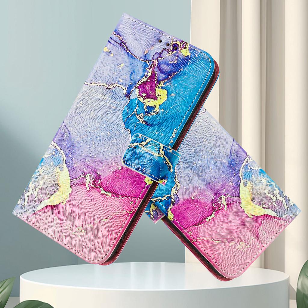 Роскошный чехол-книжка из окрашенной кожи с цветным мрамором для ZTE Blade A52,A53,A73,V50 Vita,V40S,V60,A35,A55,A75...