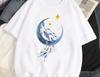 Women Y2K Fashion T Shirt Casual Loose Fit Tee with Cute Cartoon Whale Graphic Harajuku Style Top Daily Streetwear Oversized