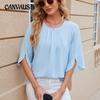 Summer Women's T-shirt Solid Color Round Neck Five-minute Sleeve Loose Comfort Leisure Tops