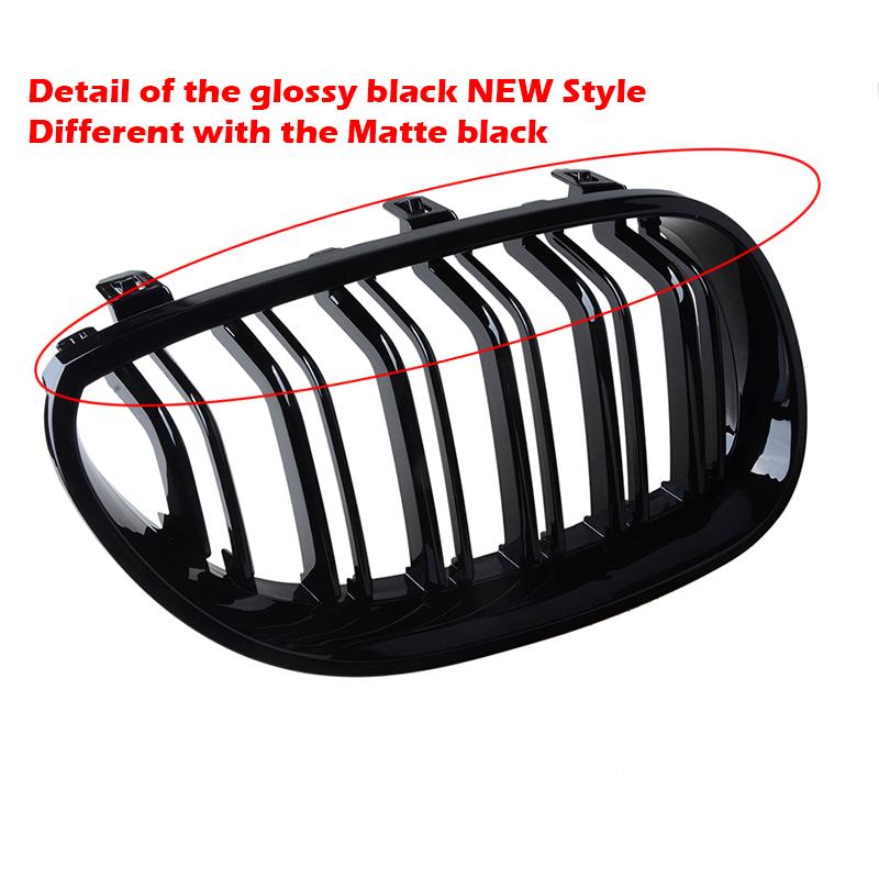 Передняя решетка для почек с двумя планками, гоночный гриль, глянцевый черный, подходит для автомобиля BMW 5 серии E60 E61 M5 2003-2010