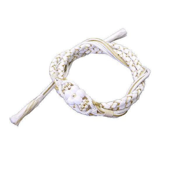 Used Beautiful Kimono obijime with parts dull Furisode obijime Coming-of-age ceremony obijime Kimono obijime Braid string obijime dull obijime white