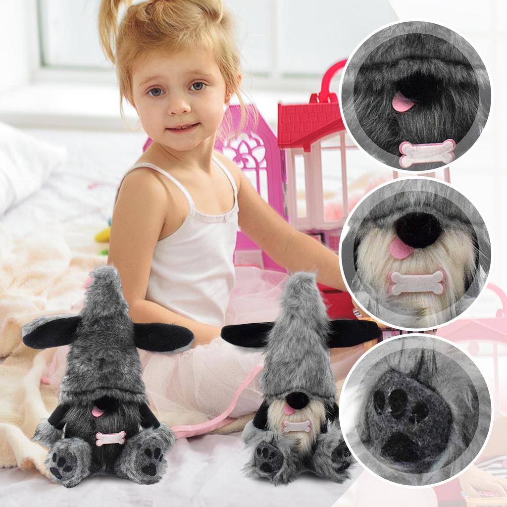 Милая черная собачка-гоблин, безликая кукла, украшение в виде собаки-гнома с высунутым языком