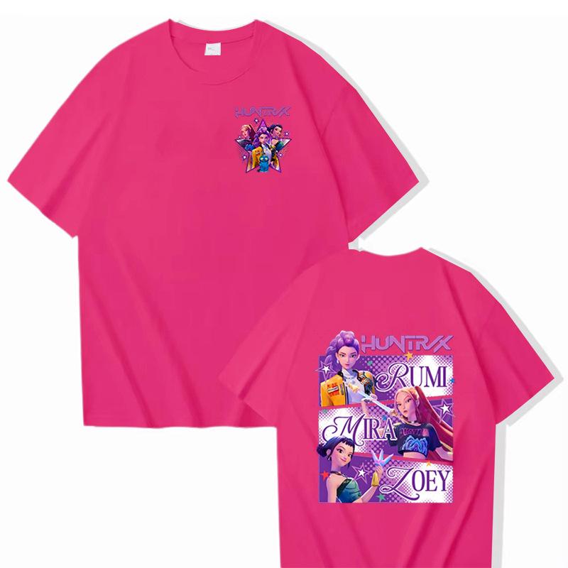 Футболка Movie KPop Demon Hunters Летняя футболка с коротким рукавом в стиле Харадзюку для повседневной носки, свободная, женская и мужская, топы с графическим принтом