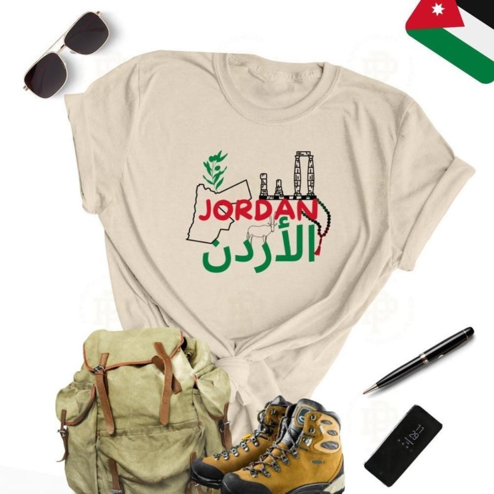 Jordan Map TShirt Arabic Jordanian Souvenir Clothing Unisex Women Casual Shirt Graphic Printed Tshirt Daily Life Cotton Tee Tops