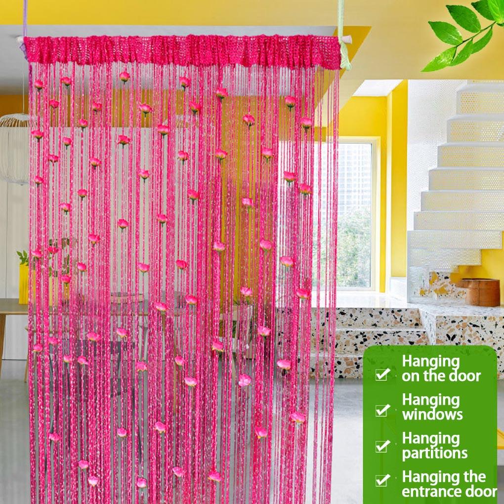 Rose Thread Curtains Fashionable And Elegant Floral Door Curtains For Room Suitable For Room. Each