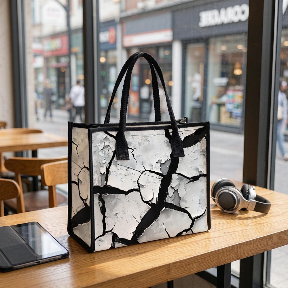 Cracked Pattern Tote Bag Large Capacity Daily Use Handbag Fashion Casual Shoulder Bag for Women Street Shopping Portable Purse