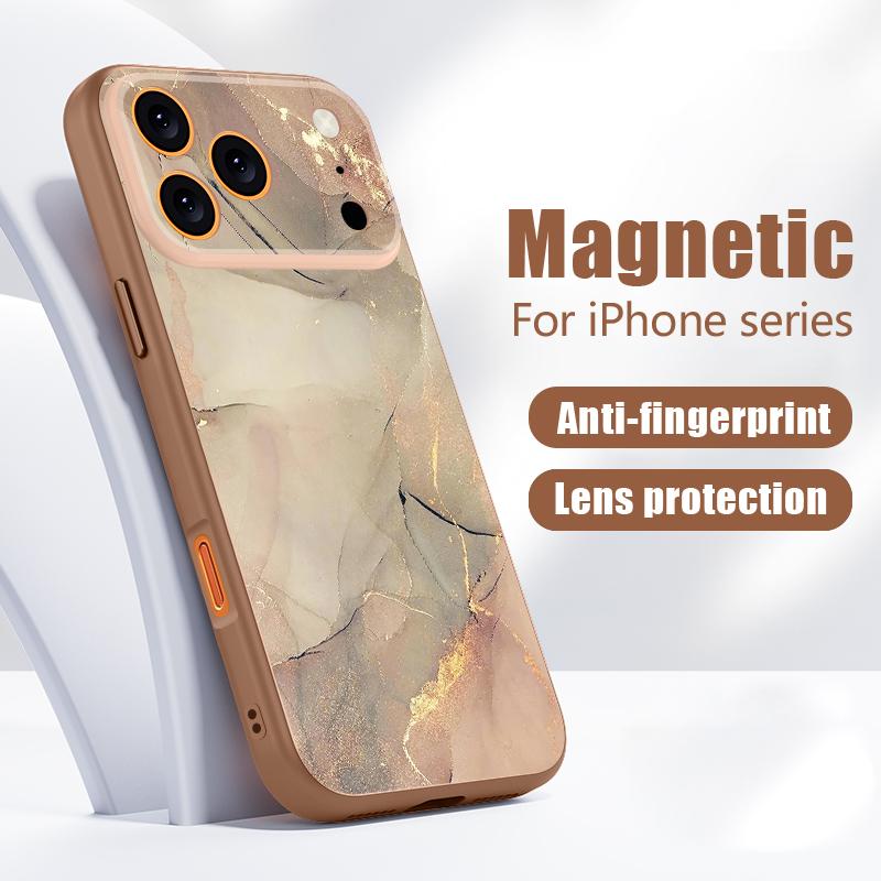 Чехол с рисунком под песчаник и мрамор для iPhone 17 Pro Max Чехол iPhone 16 15 14 13 Pro Max Магнитный для Magsafe Гибридный Тонкий Матовый Чехол