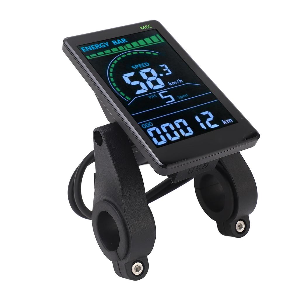M6C Electric Bike LCD Display Meter ABS Electric Bike Display Screen Control Panel with 6 Pin