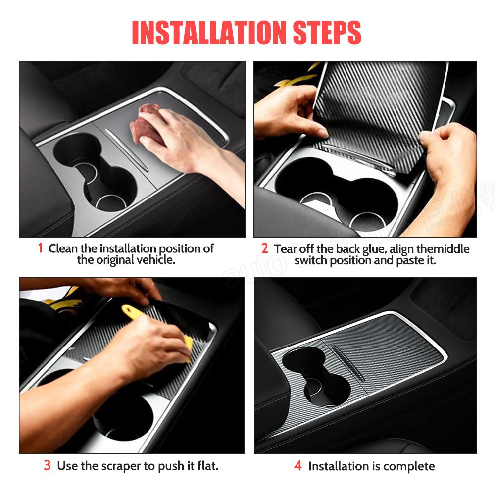 Защитная крышка центральной консоли автомобиля, наклейка из углеродного волокна на центральную панель управления для Tesla Model 3 Model Y 2022 2023