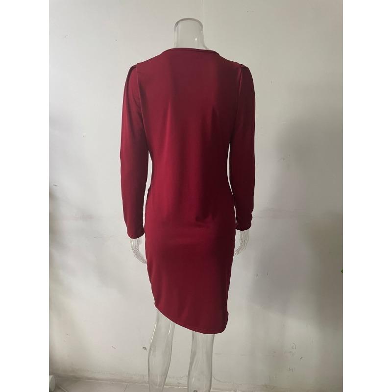 Весенне-осеннее женское платье с v-образным вырезом, сексуальные модные темпераментные платья с талией для пригородных поездов