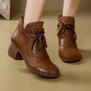 Мягкие кожаные хлопковые ботинки женские зимние туфли для мамы новые толстый каблук нескользящие универсальные теплые ботинки ципао модные короткие ботинки