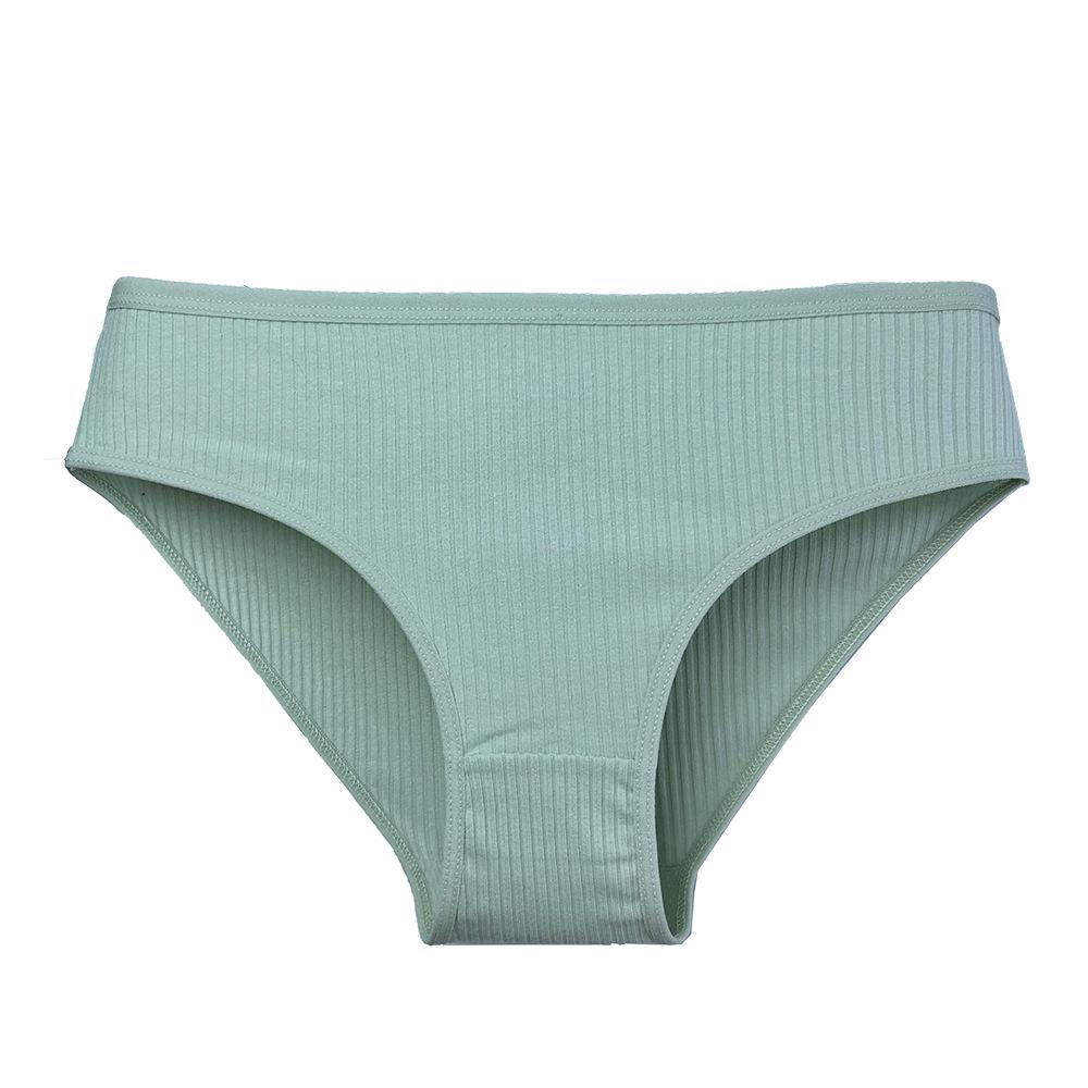 "Women's Mid-Waist Breathable Cotton Striped Briefs"
