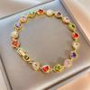 Colorful Rainbow Zircon Bracelet Luxury Chain Bracelets Heart Shaped Bracelet Women's Jewelry