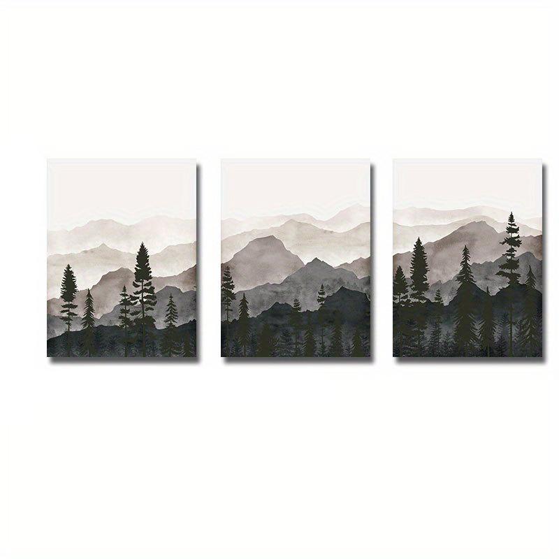 3PCS Nordic Painting Canvas Print Abstract Forest Mountain Nature Landscape Wall Art for Living Room Bedroom Office Home Decor