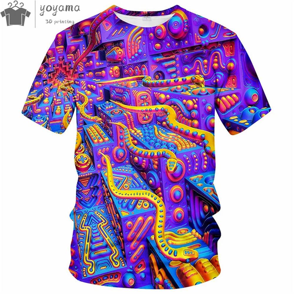 Красочная футболка с принтом «Trippy» для мужчин, крутые дизайны, футболки, летняя повседневная футболка с коротким рукавом и круглым вырезом