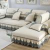 Jacquard Wide Hem Sofa Cover Couch Covers Exquisite Sofa Cushion Lace Fold Vertical Antiskid Grain Hostel Home Decor Sofa Towel