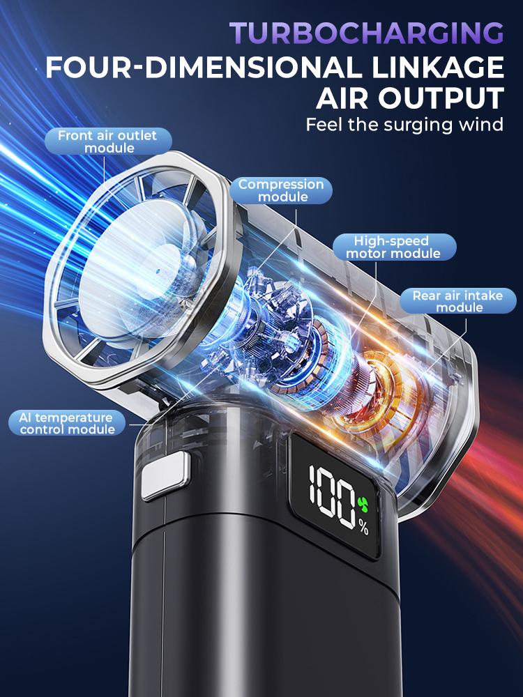8000 мАч Воздуходувка 450000 об/мин Мини Турбо Реактивный Вентилятор Высокоскоростной Турбо Мощный Вентилятор 52 м/с Бесщеточный Двигатель Ручной Канальный Вентилятор для Чистки ПК