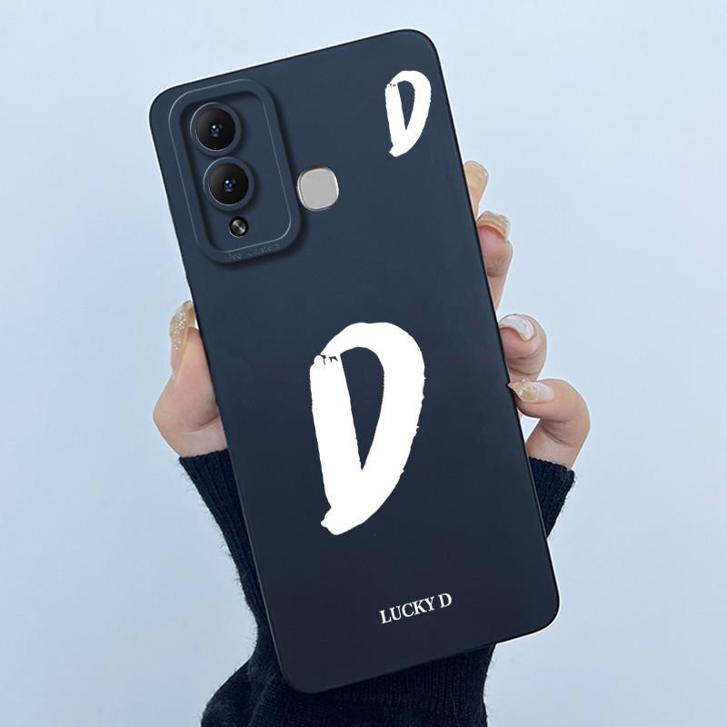 For Infinix Hot 12 Play Hot 12 X6816 X6816C Case Cover Lucky Initial Letter Soft Matte Phone Bumper for Infinix Hot 12i X665B