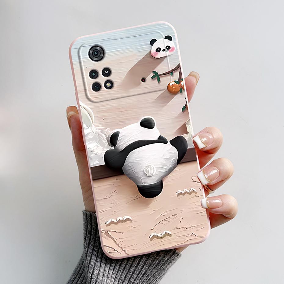 Чехол для Poco X4 Pro 5G Poco M4 Pro Милый Панда Задняя Крышка Мягкий Силикон Матовый Защитный Funda Для Xiaomi Poco X4 Pro Чехол для Телефона