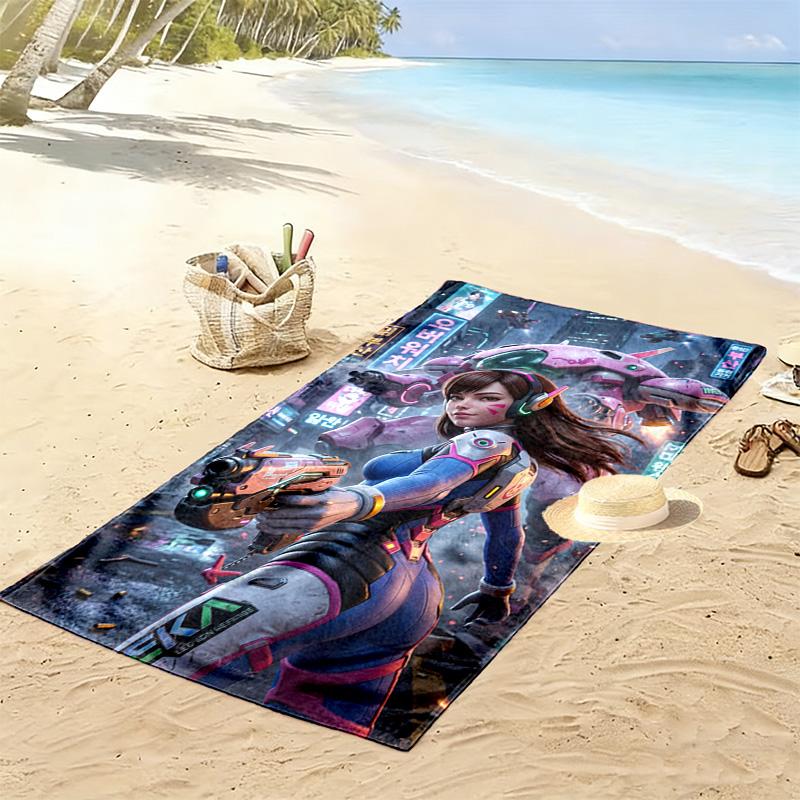 Overwatch Heroes Print Beach Towel, Large Soft Quick Dry Towel for Beach Camping Swimming