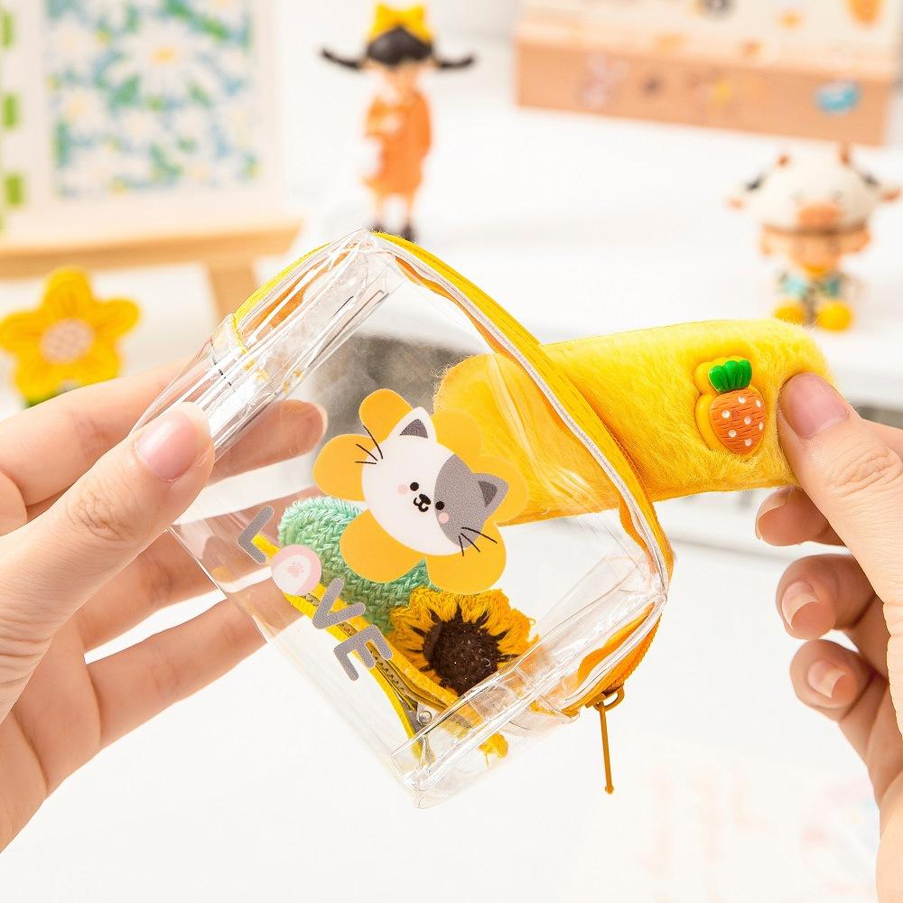 Милый мультяшный зверек, прозрачный ПВХ кошелек для монет, детские мини-портативные наушники, органайзер для кабеля передачи данных, женская водонепроницаемая косметичка