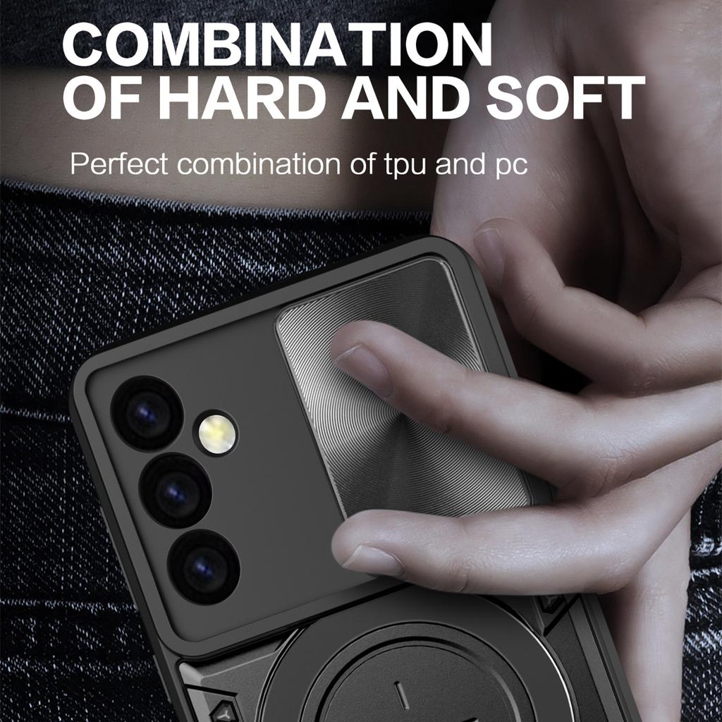 Slide Camera Lens Case For Samsung Galaxy Note20 Ultra 4G Magnetic Armor Hybrid Metal Ring Back Cover For M54 M53 M34 M33 M23 5G