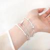 Exquisite Silver Star Bracelet for Women: Light Luxury, Niche Pearl Beads & Square Design