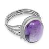Кольца овальной формы с натуральным аметистом из стерлингового серебра 925 пробы ручной работы с разделенным хвостовиком для женщин и девочек