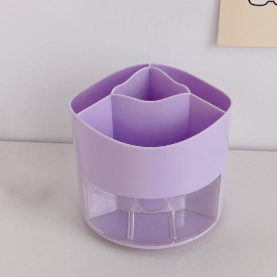 360 Degree Rotating Pen Holder Desk Organizer Pencil Cup with 4 Compartments Art Supply Storage Box for Office Home