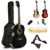 BESYOU Guitar Beginner Set Acoustic Bass Guitar Set for Adults and Students Acoustic Guitar with Replacement Strings Black Beginner Guitar Basswood