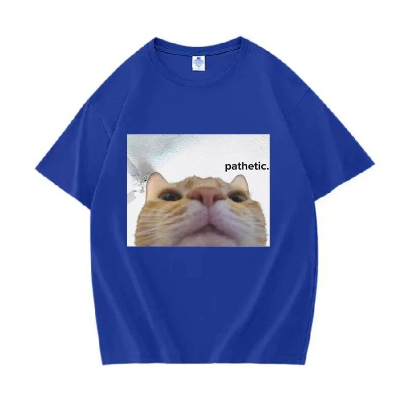 Забавные футболки с рисунком Pathetic Cat Meme, женские модные повседневные футболки унисекс с коротким рукавом, летние футболки большого размера из 100% хлопка с круглым вырезом
