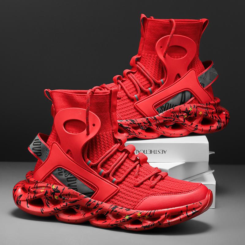 Мужские кроссовки для бега, большой размер, мягкая подошва, амортизация, удобные, для ходьбы на открытом воздухе, повседневные, для бега в спортзале, сетчатые, высокие, мужские кроссовки