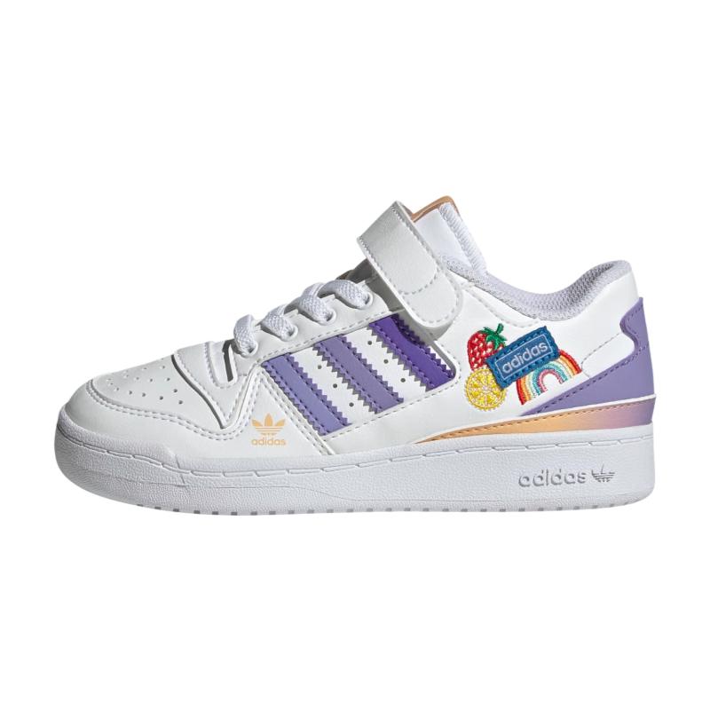 adidas Оригинальные FORUM Anti kick Низкие Скейтбордические Кроссовки Бело-Фиолетовые Детские Возраст 3-7 Лет GY8210